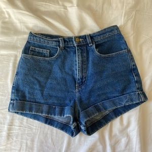 Medium wash American Apparel jean shorts, size 28